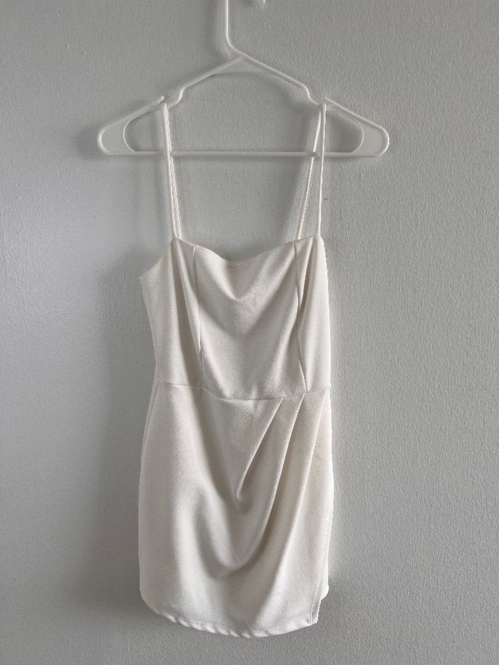 Blue Blush White Draped Mini Dress